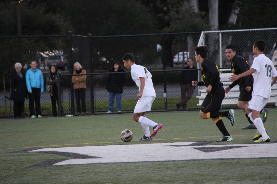 Senior Cina Vazir races towards the ball in a game against Wilcox High School. The game was tied 0-0.  