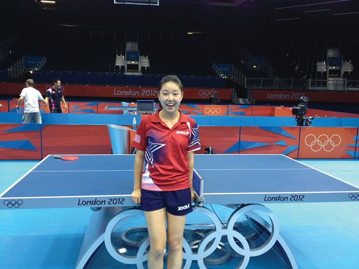 Lily Zhang poses at the London Olympics, where she was the youngest player of the table tennis competition.