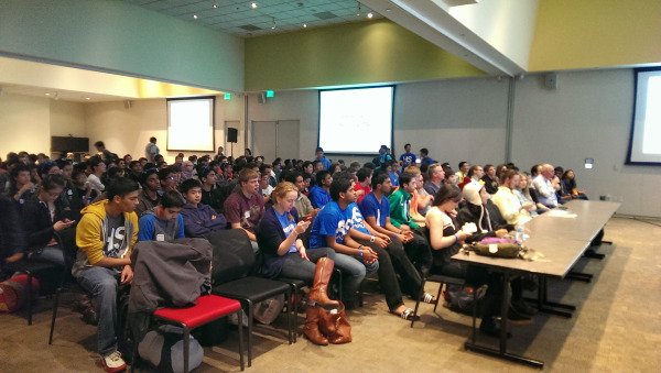 Many young, aspiring hackers wait patiently for the final round of judging to begin.