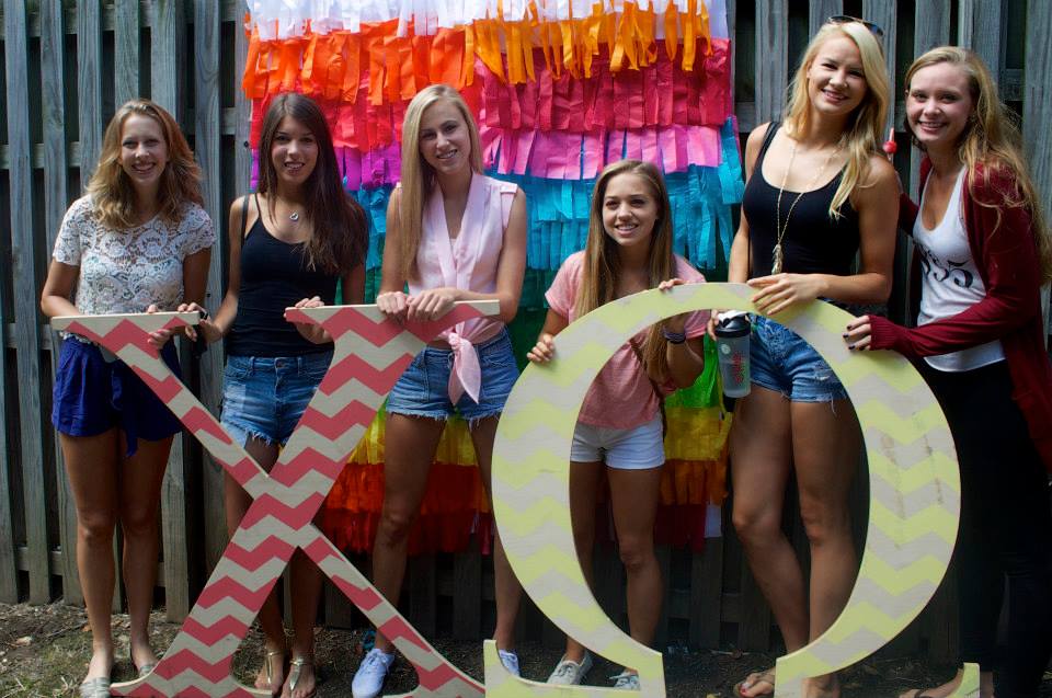 Paly alumna Nadya Nee (third from the right) at an event with her Chi Omega sorority sisters at the University of Pennsylvania. 