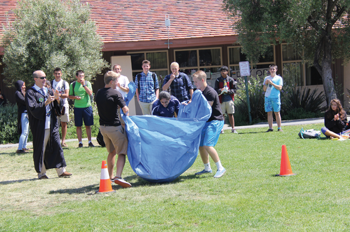 Students participate in a relay race  during Wednesday’s Triwizard Tournament, the first activity of ASB’s new Hogwarts Week.