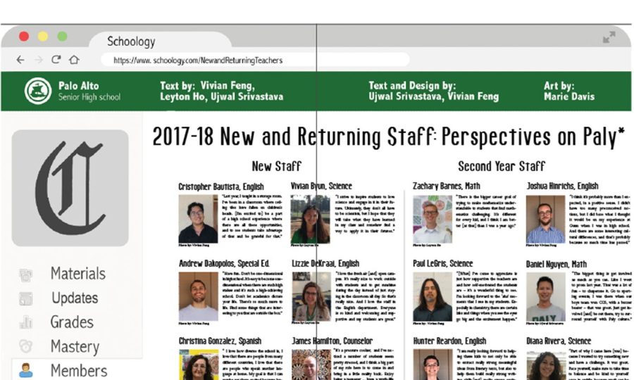 2017-18 New and Returning Staff: Perspectives on Paly*