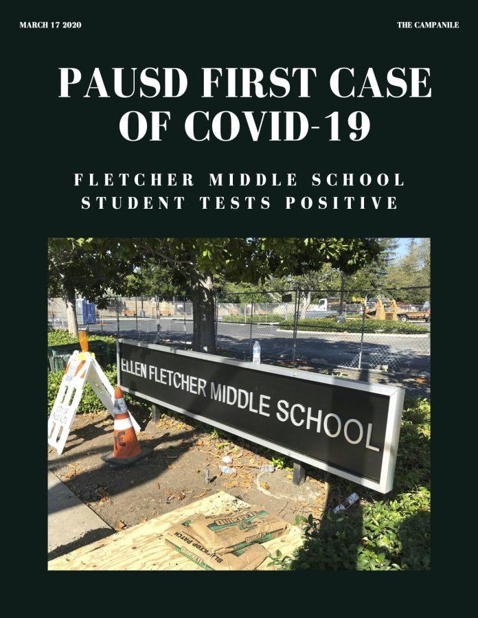 PAUSD Fletcher Middle School student tests positive for COVID-19