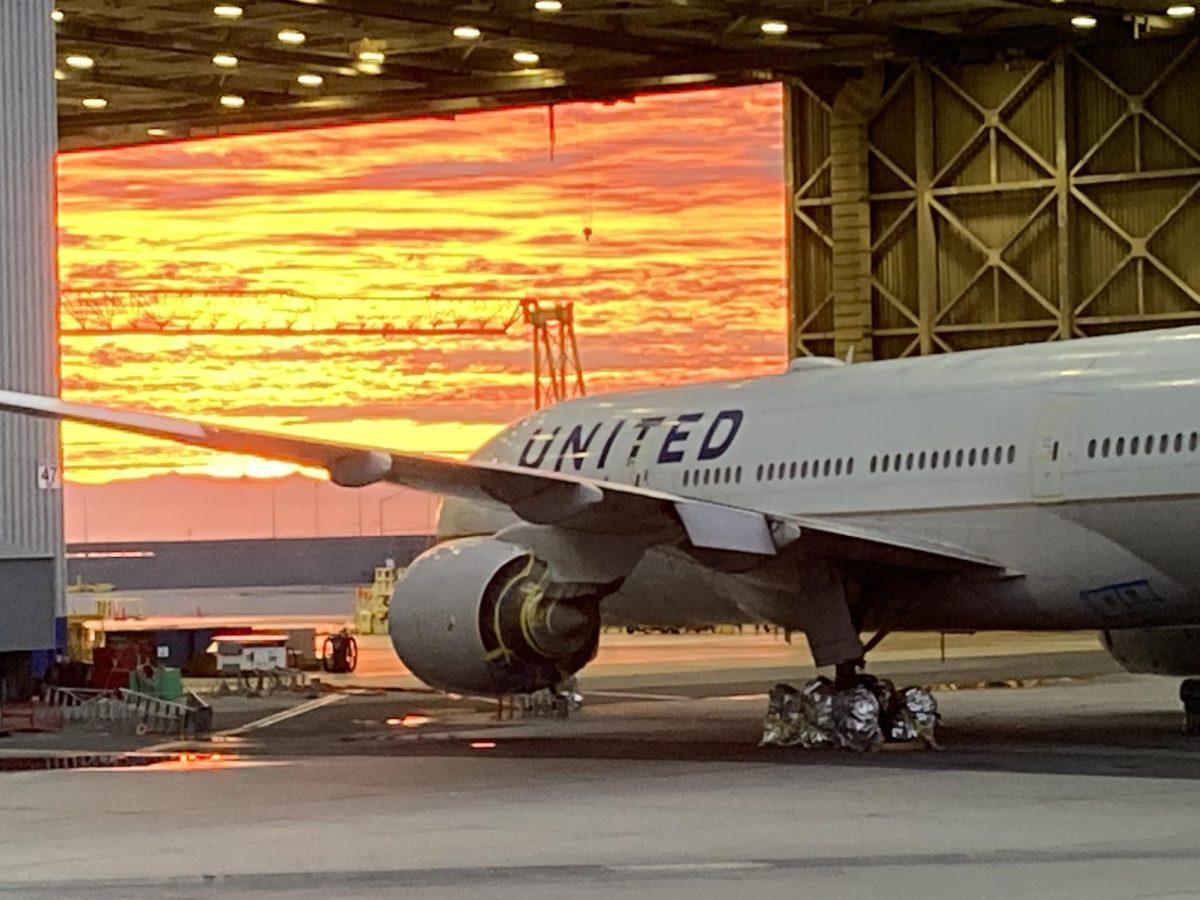 A United Airlines employee captures a Boeing 777-300 plane waiting to take flight. “You’d think something that critical would have a better safety backup system,” the employee said. 