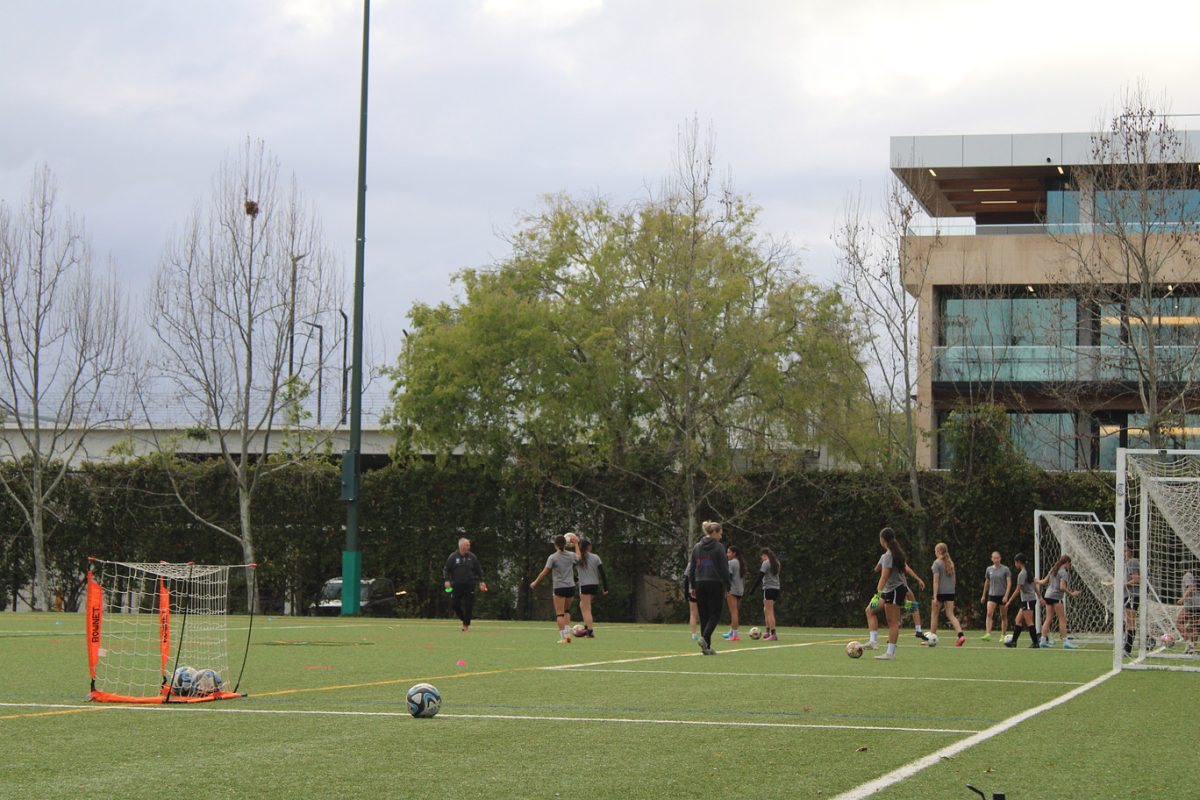 Palo Alto Soccer Club practices on the Mayfield turf field. “Playing on Mayfield when the turf was bad was really dangerous because the turf would get
caught up in my cleats,” sophomore Poppy Morrison said. “People were always rolling ankles, injuring themselves, and it was hard to get traction on the field."