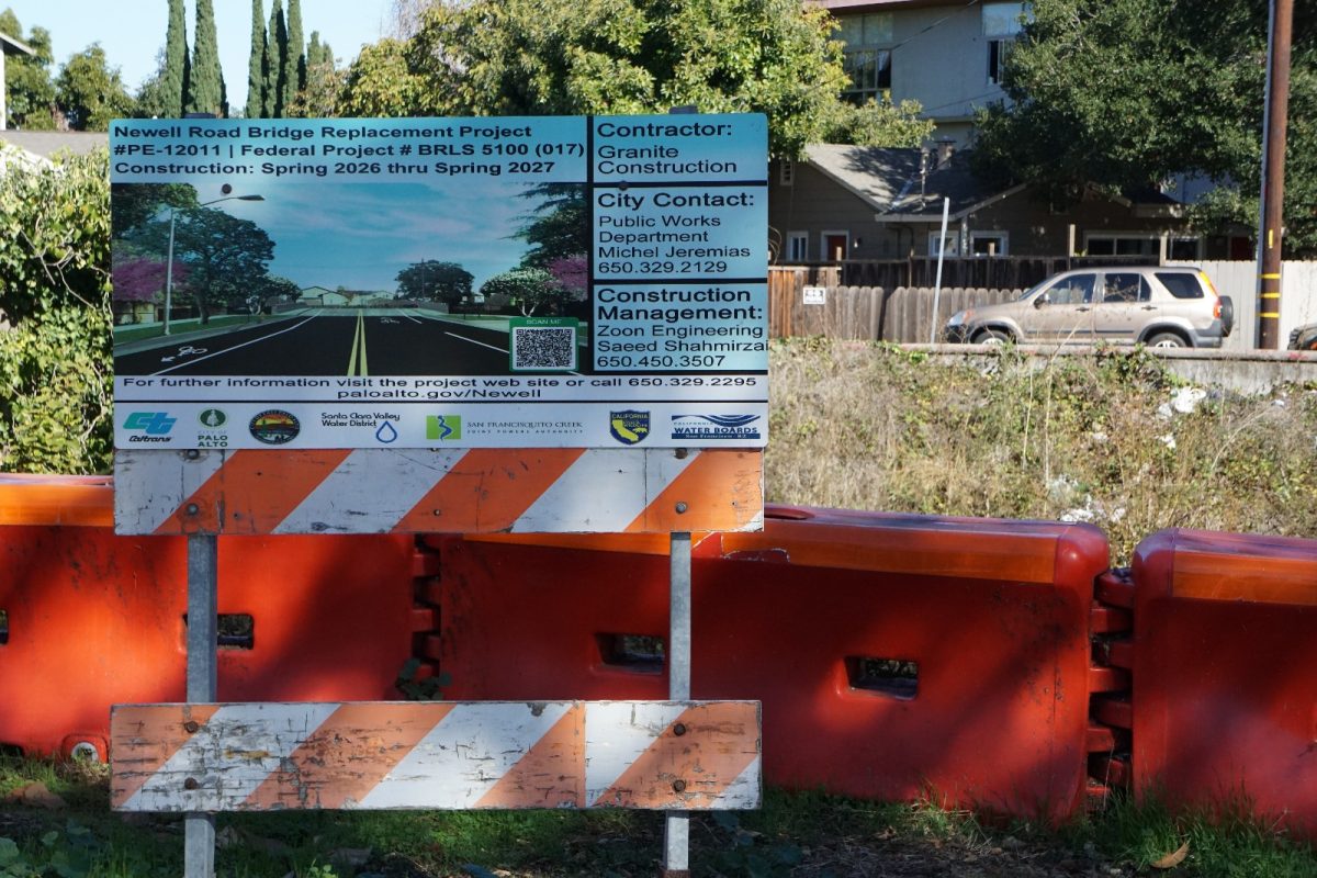WATER OVER THE BRIDGE: Cars drive over the Newell Bridge that covers the San Francisquito Creek on a Sunday afternoon. The City of Palo Alto plans on reconstructing the bridge with construction anticipated in 2026.“There’s hope there,” Rindfleisch said. “But 27 years have gone by, and if we get a 7200 cubic foot per second flow, it’s going to cause an equal amount of damage to Gresham Park.”